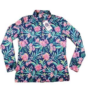 Stella Parker Quarter Zip Pullover Womens Small Blue Sun Protection Golf Tennis